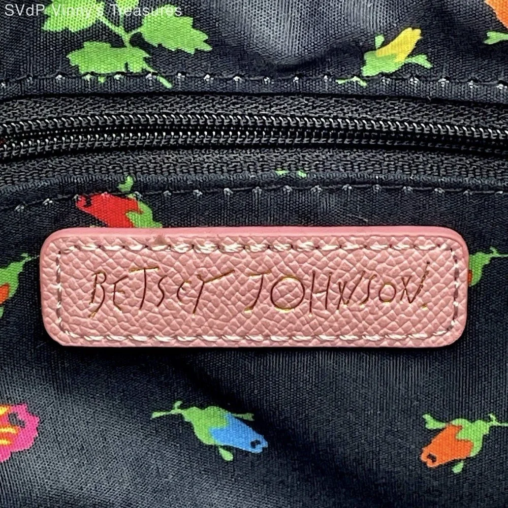 Betsey Johnson Blush Pink Satchel Crossbody Purse Bow Scarf Heart Logo NWT